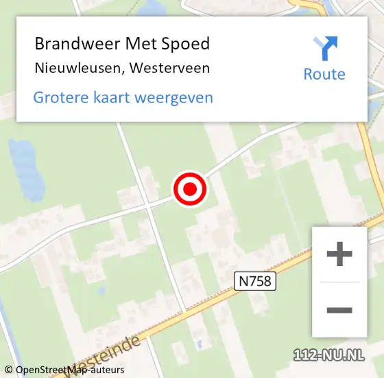 Locatie op kaart van de 112 melding: Brandweer Met Spoed Naar Nieuwleusen, Westerveen op 16 september 2015 21:38