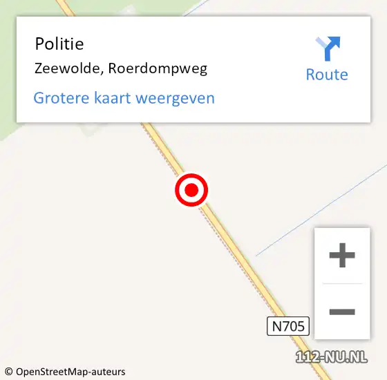 Locatie op kaart van de 112 melding: Politie Zeewolde, Roerdompweg op 17 september 2015 06:39