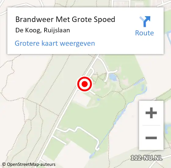 Locatie op kaart van de 112 melding: Brandweer Met Grote Spoed Naar De Koog, Ruijslaan op 17 september 2015 08:06