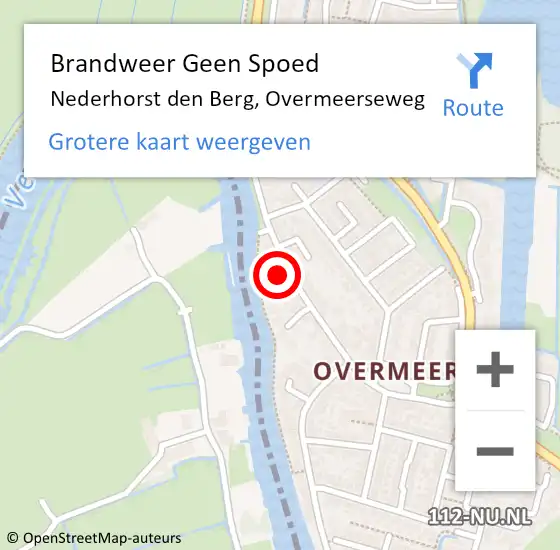 Locatie op kaart van de 112 melding: Brandweer Geen Spoed Naar Nederhorst den Berg, Overmeerseweg op 17 september 2015 08:24