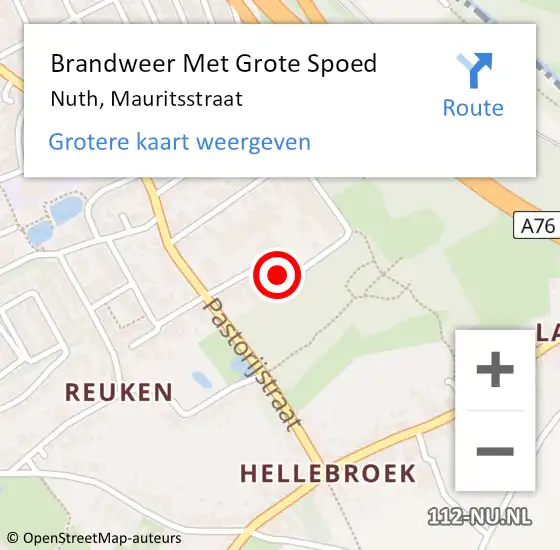 Locatie op kaart van de 112 melding: Brandweer Met Grote Spoed Naar Nuth, Mauritsstraat op 17 september 2015 08:38