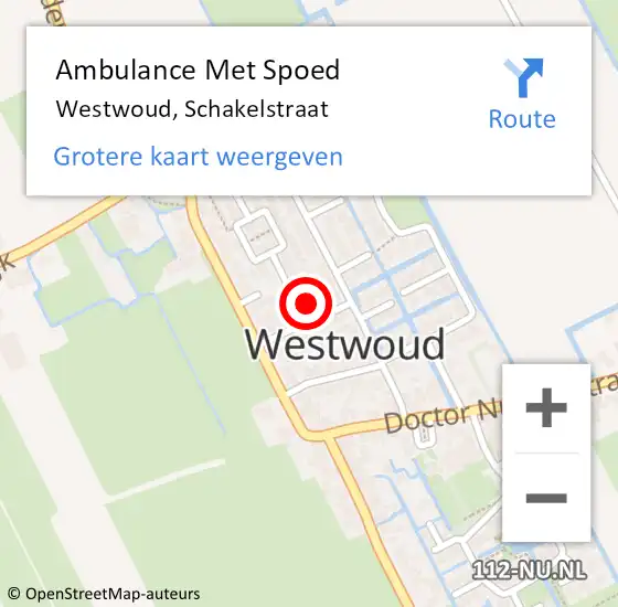 Locatie op kaart van de 112 melding: Ambulance Met Spoed Naar Westwoud, Schakelstraat op 13 september 2013 12:48