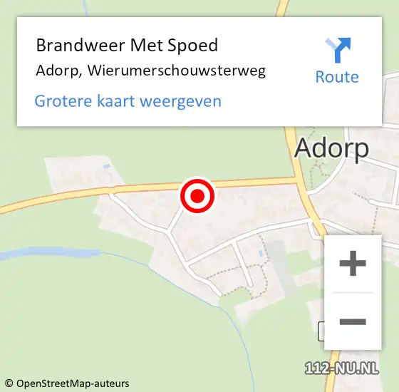 Locatie op kaart van de 112 melding: Brandweer Met Spoed Naar Adorp, Wierumerschouwsterweg op 17 september 2015 08:54