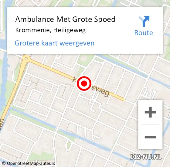 Locatie op kaart van de 112 melding: Ambulance Met Grote Spoed Naar Krommenie, Heiligeweg op 17 september 2015 09:08