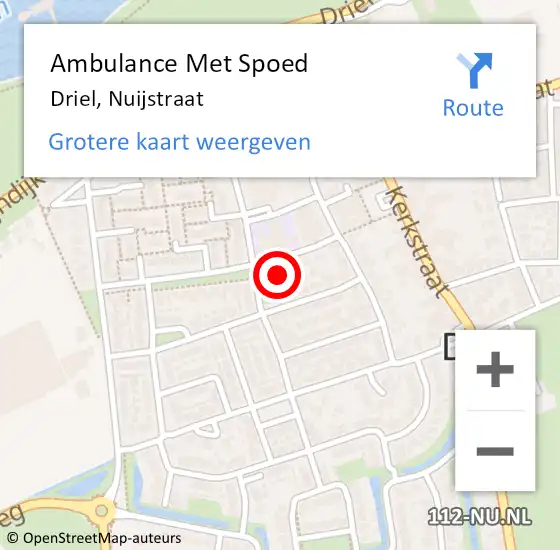 Locatie op kaart van de 112 melding: Ambulance Met Spoed Naar Driel, Nuijstraat op 17 september 2015 10:05