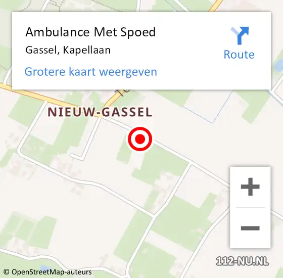 Locatie op kaart van de 112 melding: Ambulance Met Spoed Naar Gassel, Kapellaan op 17 september 2015 10:56