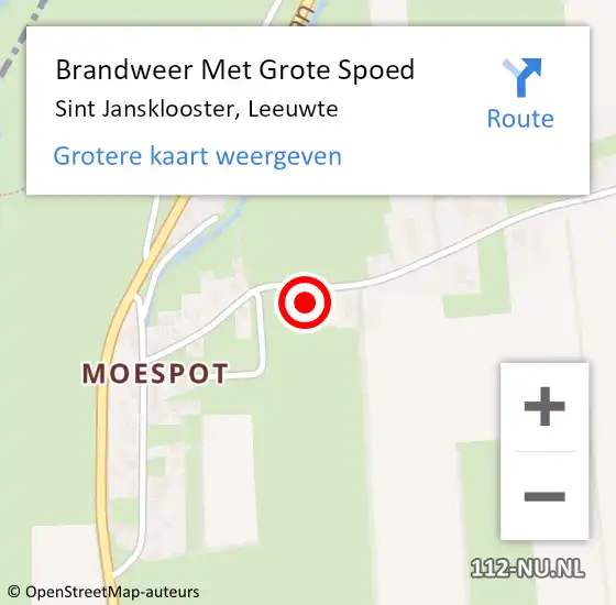 Locatie op kaart van de 112 melding: Brandweer Met Grote Spoed Naar Sint Jansklooster, Leeuwte op 17 september 2015 11:14