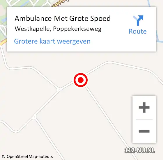 Locatie op kaart van de 112 melding: Ambulance Met Grote Spoed Naar Westkapelle, Poppekerkseweg op 17 september 2015 11:41