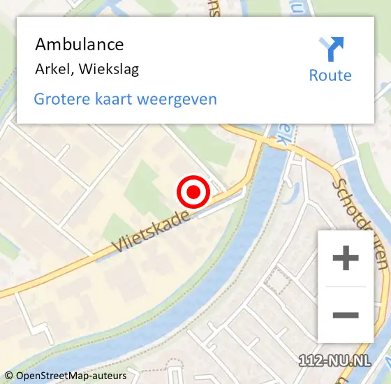 Locatie op kaart van de 112 melding: Ambulance Arkel, Wiekslag op 17 september 2015 12:04