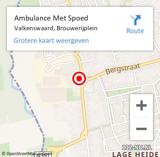 Locatie op kaart van de 112 melding: Ambulance Met Spoed Naar Valkenswaard, Brouwerijplein op 17 september 2015 12:49