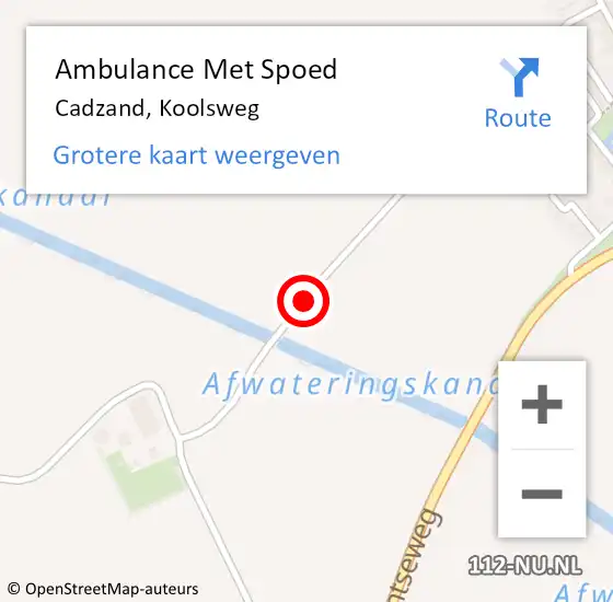 Locatie op kaart van de 112 melding: Ambulance Met Spoed Naar Cadzand, Koolsweg op 17 september 2015 13:09