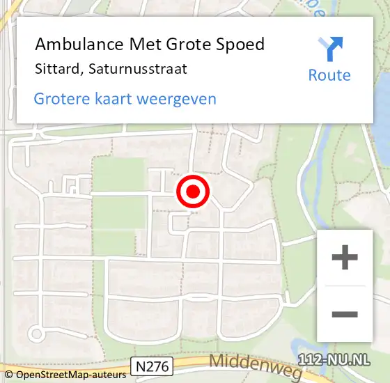 Locatie op kaart van de 112 melding: Ambulance Met Grote Spoed Naar Sittard, Saturnusstraat op 20 november 2013 18:57