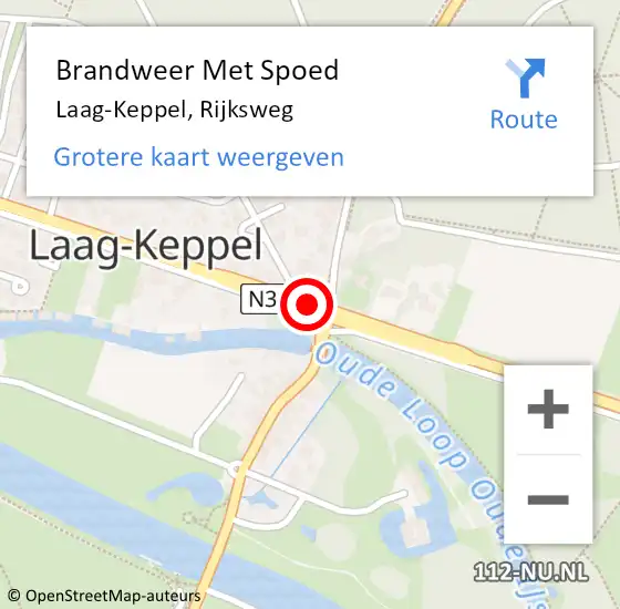 Locatie op kaart van de 112 melding: Brandweer Met Spoed Naar Laag-Keppel, Rijksweg op 17 september 2015 14:06