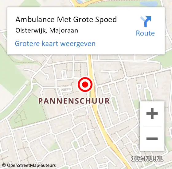 Locatie op kaart van de 112 melding: Ambulance Met Grote Spoed Naar Oisterwijk, Majoraan op 17 september 2015 14:15