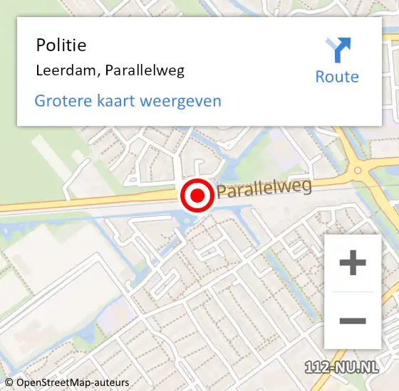 Locatie op kaart van de 112 melding: Politie Leerdam, Parallelweg op 20 november 2013 19:03