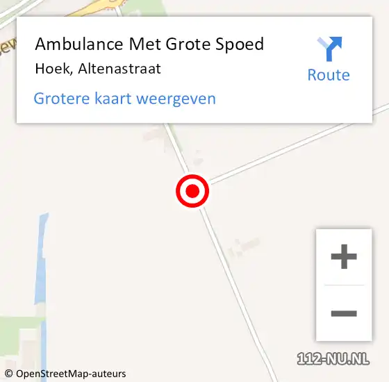 Locatie op kaart van de 112 melding: Ambulance Met Grote Spoed Naar Hoek, Altenastraat op 17 september 2015 15:37