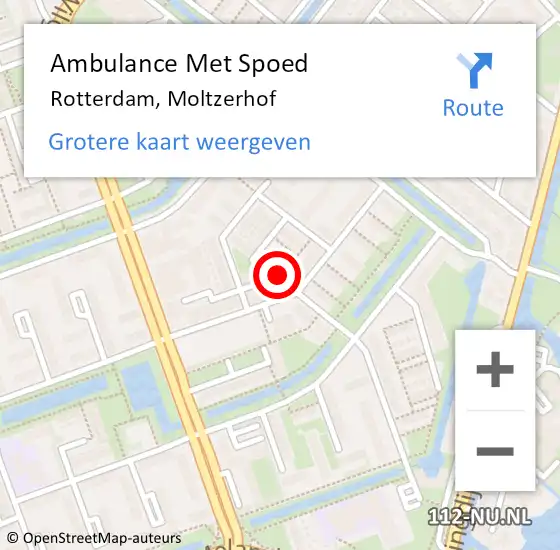 Locatie op kaart van de 112 melding: Ambulance Met Spoed Naar Rotterdam, Moltzerhof op 17 september 2015 17:13