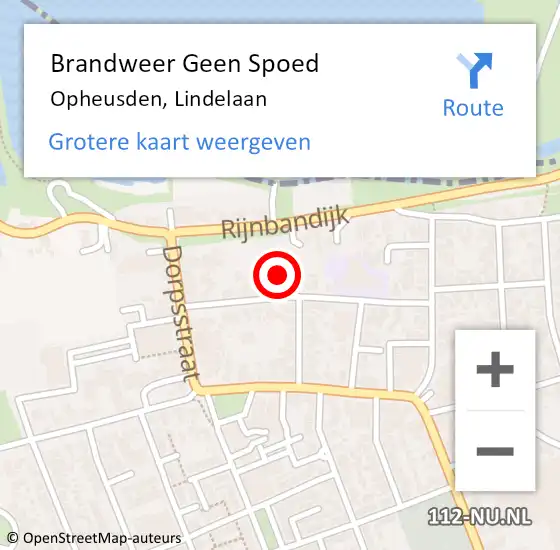 Locatie op kaart van de 112 melding: Brandweer Geen Spoed Naar Opheusden, Lindelaan op 17 september 2015 17:30