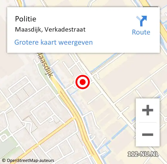 Locatie op kaart van de 112 melding: Politie Maasdijk, Verkadestraat op 20 november 2013 19:23