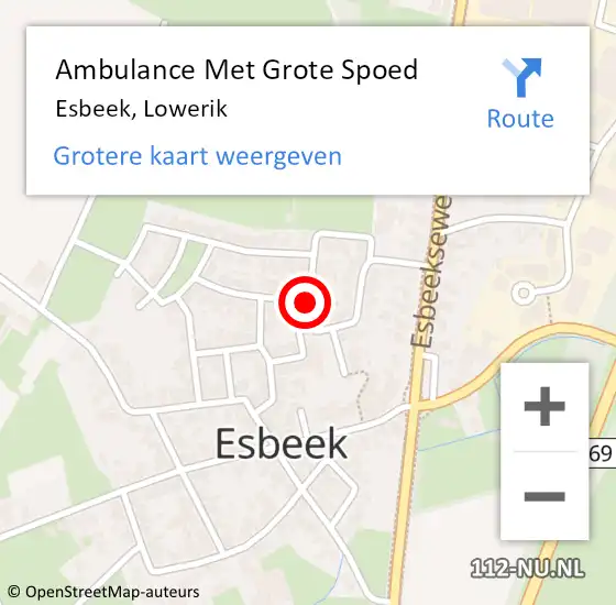 Locatie op kaart van de 112 melding: Ambulance Met Grote Spoed Naar Esbeek, Lowerik op 17 september 2015 18:43