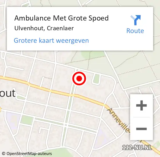 Locatie op kaart van de 112 melding: Ambulance Met Grote Spoed Naar Ulvenhout, Craenlaer op 17 september 2015 20:30