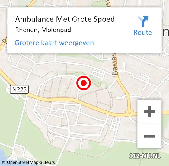 Locatie op kaart van de 112 melding: Ambulance Met Grote Spoed Naar Rhenen, Molenpad op 20 november 2013 19:50