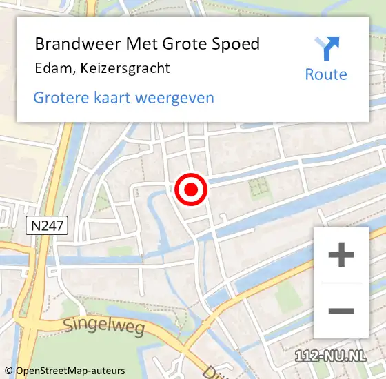 Locatie op kaart van de 112 melding: Brandweer Met Grote Spoed Naar Edam, Keizersgracht op 18 september 2015 00:59