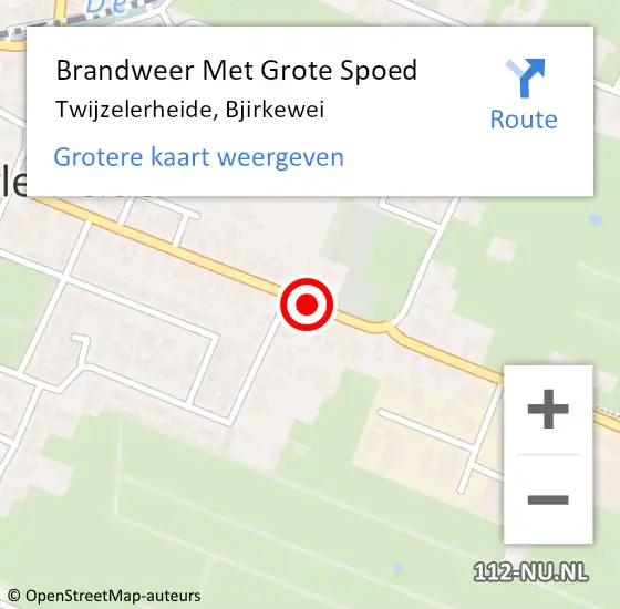 Locatie op kaart van de 112 melding: Brandweer Met Grote Spoed Naar Twijzelerheide, Bjirkewei op 18 september 2015 01:54