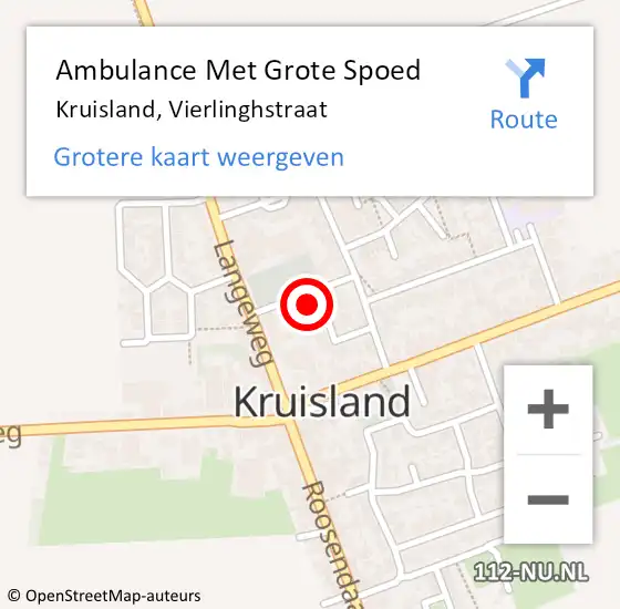 Locatie op kaart van de 112 melding: Ambulance Met Grote Spoed Naar Kruisland, Vierlinghstraat op 18 september 2015 05:08