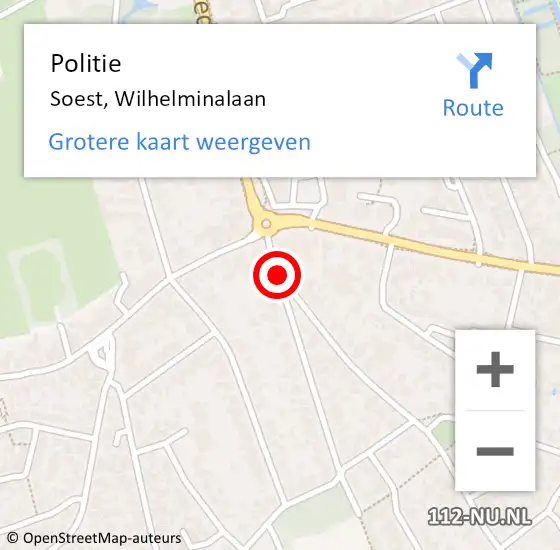 Locatie op kaart van de 112 melding: Politie Soest, Wilhelminalaan op 20 november 2013 20:24