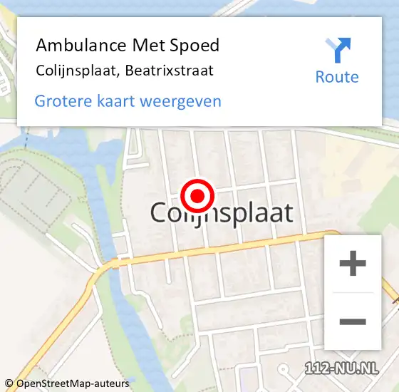 Locatie op kaart van de 112 melding: Ambulance Met Spoed Naar Colijnsplaat, Beatrixstraat op 18 september 2015 08:44