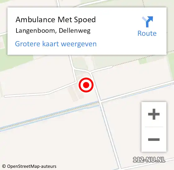 Locatie op kaart van de 112 melding: Ambulance Met Spoed Naar Langenboom, Dellenweg op 18 september 2015 10:52