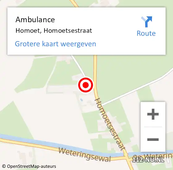 Locatie op kaart van de 112 melding: Ambulance Homoet, Homoetsestraat op 18 september 2015 11:54
