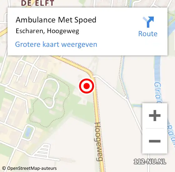 Locatie op kaart van de 112 melding: Ambulance Met Spoed Naar Escharen, Hoogeweg op 18 september 2015 11:59