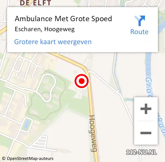 Locatie op kaart van de 112 melding: Ambulance Met Grote Spoed Naar Escharen, Hoogeweg op 18 september 2015 12:00