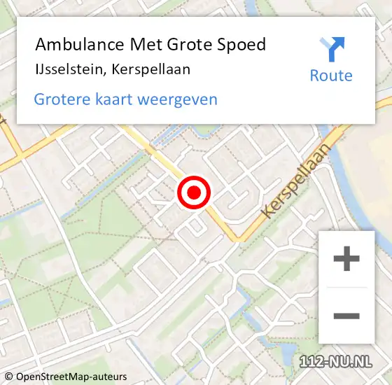 Locatie op kaart van de 112 melding: Ambulance Met Grote Spoed Naar IJsselstein, Kerspellaan op 18 september 2015 14:07