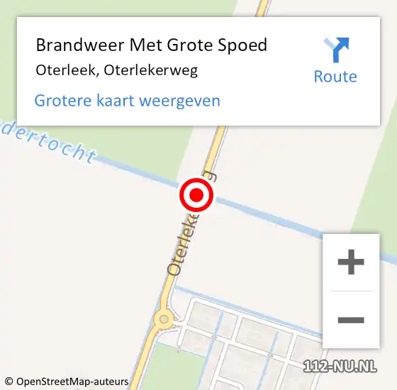 Locatie op kaart van de 112 melding: Brandweer Met Grote Spoed Naar Oterleek, Oterlekerweg op 18 september 2015 16:46