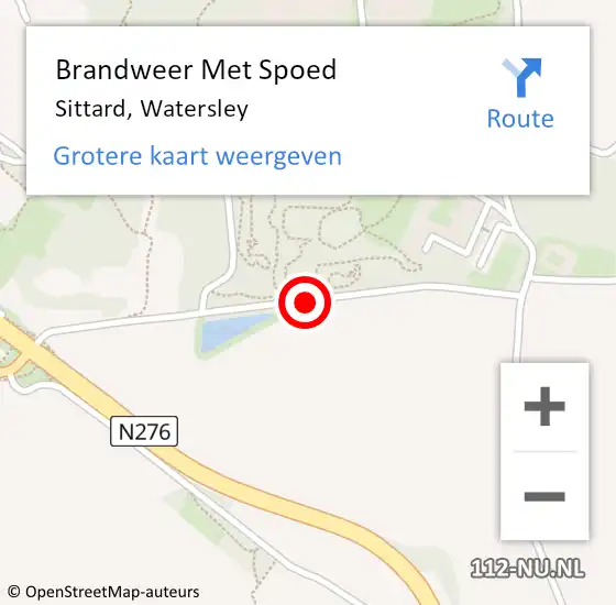 Locatie op kaart van de 112 melding: Brandweer Met Spoed Naar Sittard, Watersley op 18 september 2015 17:31