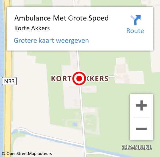 Locatie op kaart van de 112 melding: Ambulance Met Grote Spoed Naar Korte Akkers op 18 september 2015 20:31