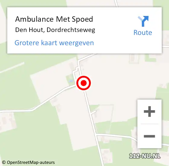 Locatie op kaart van de 112 melding: Ambulance Met Spoed Naar Den Hout, Dordrechtseweg op 18 september 2015 20:55