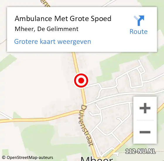 Locatie op kaart van de 112 melding: Ambulance Met Grote Spoed Naar Mheer, De Gelimment op 20 november 2013 23:03