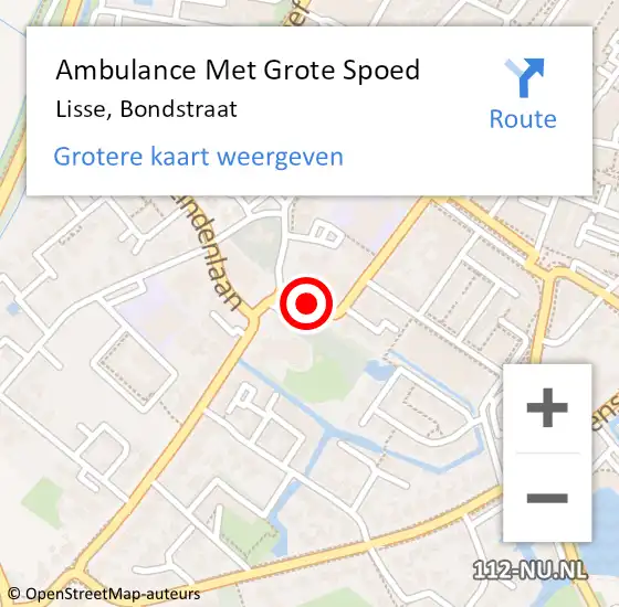 Locatie op kaart van de 112 melding: Ambulance Met Grote Spoed Naar Lisse, Bondstraat op 19 september 2015 01:13