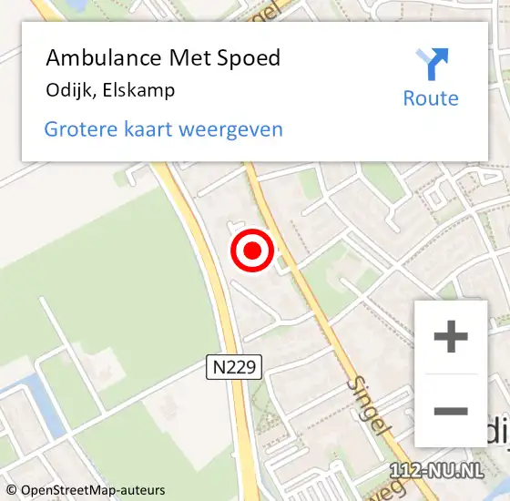 Locatie op kaart van de 112 melding: Ambulance Met Spoed Naar Odijk, Elskamp op 19 september 2015 01:51