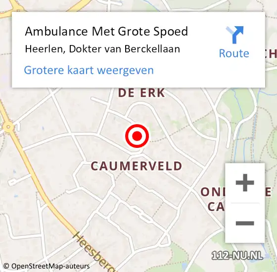 Locatie op kaart van de 112 melding: Ambulance Met Grote Spoed Naar Heerlen, Dokter van Berckellaan op 20 november 2013 23:22