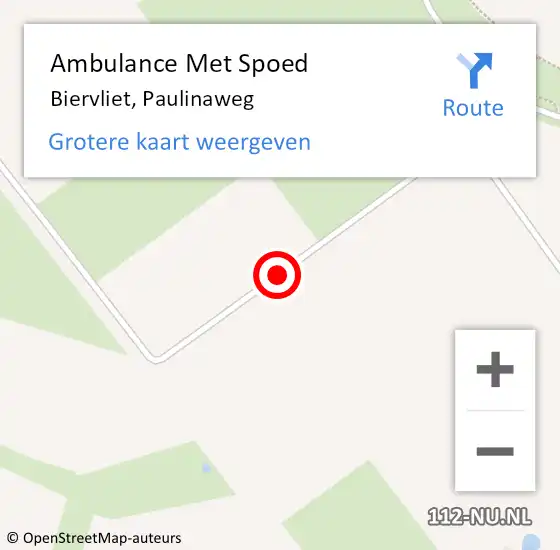 Locatie op kaart van de 112 melding: Ambulance Met Spoed Naar Biervliet, Paulinaweg op 19 september 2015 02:26