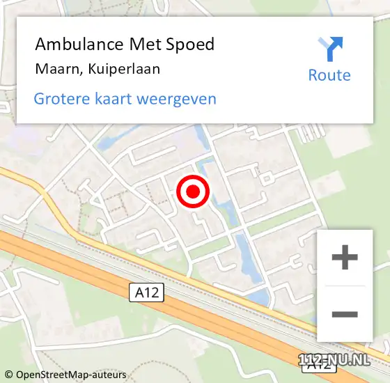 Locatie op kaart van de 112 melding: Ambulance Met Spoed Naar Maarn, Kuiperlaan op 19 september 2015 04:36