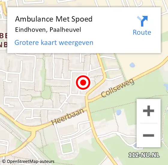 Locatie op kaart van de 112 melding: Ambulance Met Spoed Naar Eindhoven, Paalheuvel op 19 september 2015 06:32