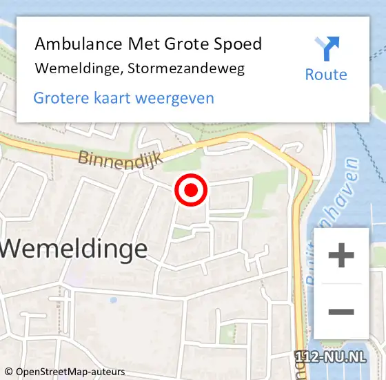 Locatie op kaart van de 112 melding: Ambulance Met Grote Spoed Naar Wemeldinge, Stormezandeweg op 19 september 2015 07:21