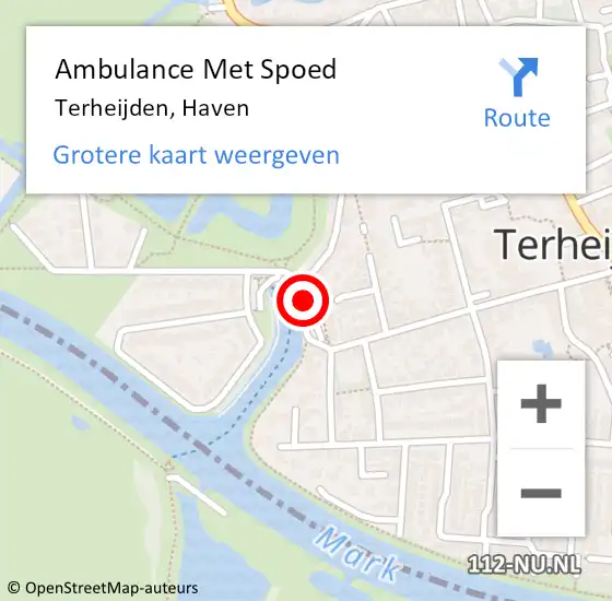 Locatie op kaart van de 112 melding: Ambulance Met Spoed Naar Terheijden, Haven op 19 september 2015 07:24