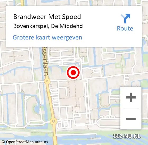 Locatie op kaart van de 112 melding: Brandweer Met Spoed Naar Bovenkarspel, De Middend op 19 september 2015 09:04